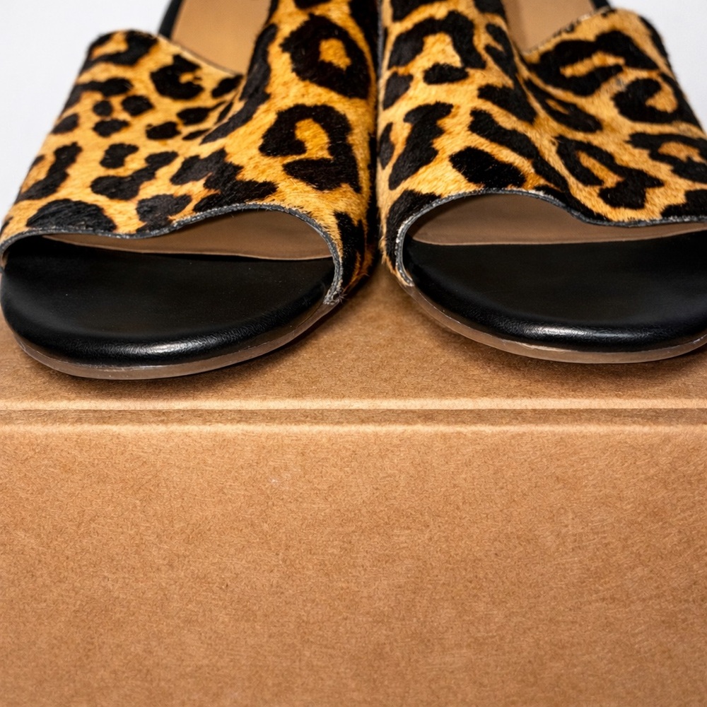 FRANCO SARTO McKenna Calf Hair Leopard Mule Wedge Shoes Size 8.5 M - Picture 2 of 9